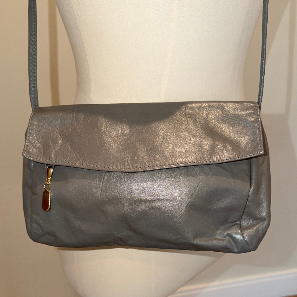 Vintage Gray Leather by Reem Crossbody Bag